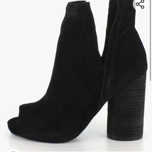 Brand new Jeffrey Campbell Oath V Cut Peep Toe Heels Black Suede Booties